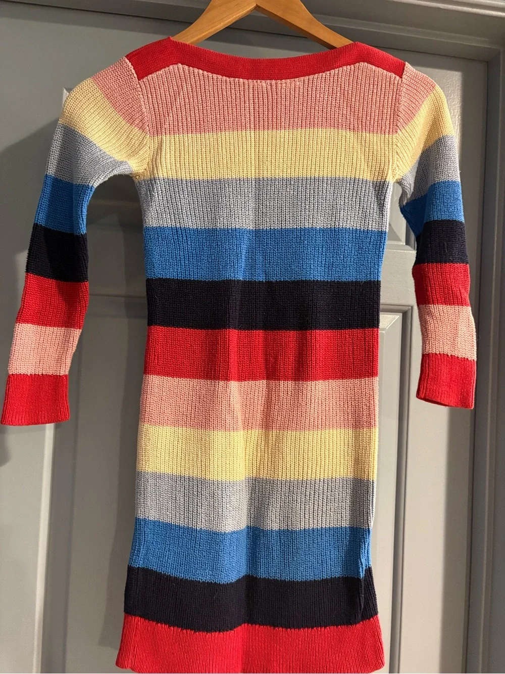 GAP Multicolor Striped Knit Dress with Red, Pink, Yellow, Blue, Black
